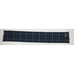 James Johnston of Scotland 100% Wool Plaid Green Blue Winter Fall Scarf